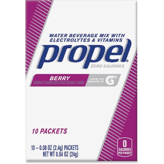 Picture of Propel Water Beverage Mix Packets with Electrolytes and Vitamins - Powder - Berry Flavor - 0.08 oz - 120 / Carton