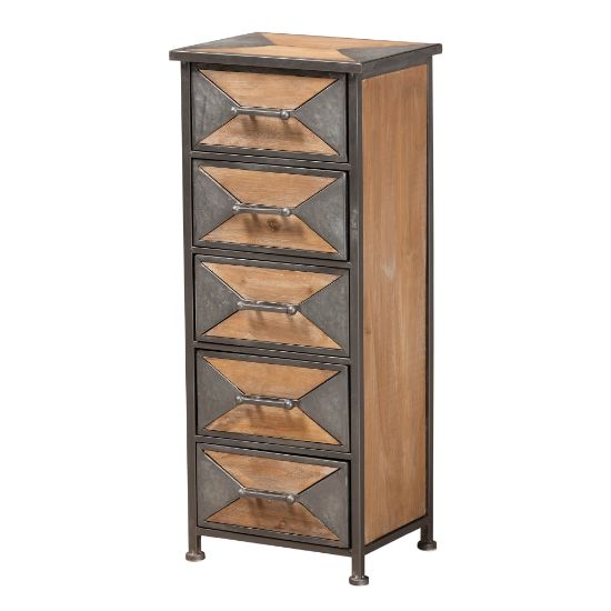 Picture of Baxton Studio Laurel 5-Drawer Accent Storage Cabinet, Gray/Oak Brown