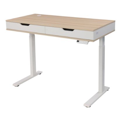 Picture of Realspace Smart Electric 48inW Height-Adjustable Standing Desk, White/Natural