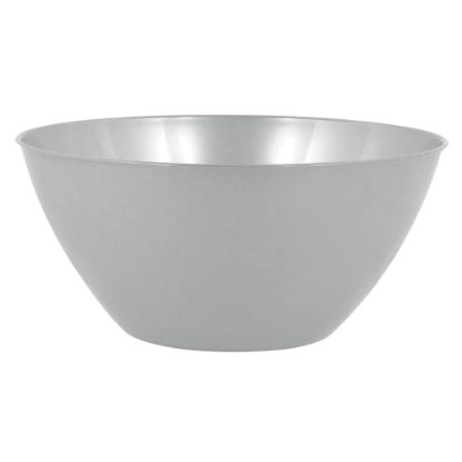 Picture of Amscan 5-Quart Plastic Bowls, 11in x 6in, Silver, Set Of 5 Bowls