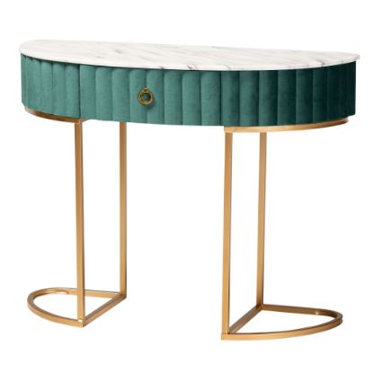 Picture of Baxton Studio Luxe Glam 1-Drawer Console Table, 29-15/16inH x 39-7/16inW x 15-3/4inD, Green/Gold