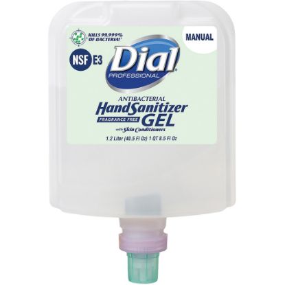 Picture of Dial Hand Sanitizer Gel Refill - 40.5 fl oz (1197.7 mL) - Kill Germs, Bacteria Remover - Healthcare, School, Office, Restaurant, Daycare - Clear - Fragrance-free, Dye-free - 1 Each