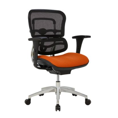 Picture of WorkPro 12000 Series Ergonomic Mesh/Premium Fabric Mid-Back Chair, Black/Tangerine, BIFMA Compliant