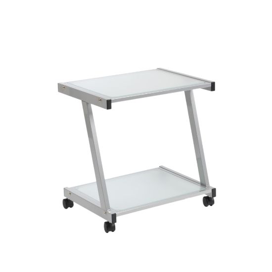 Picture of Eurostyle L-Series Glass Printer Cart, 22inH x 21inW x 16inD, Silver