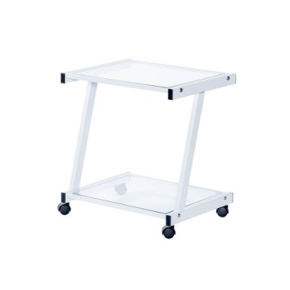 Picture of Eurostyle L-Series Glass Printer Cart, 22inH x 21inW x 16inD, White