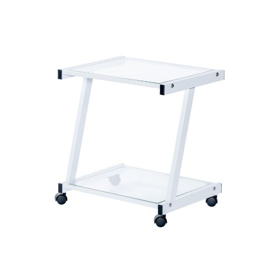 Picture of Eurostyle L-Series Glass Printer Cart, 22inH x 21inW x 16inD, White