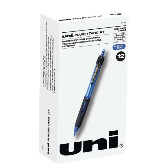 Picture of uni-ball Power Tank Retractable Ballpoint Pens, 1.0 mm, Blue Barrel, Blue Ink, Pack Of 12 Pens