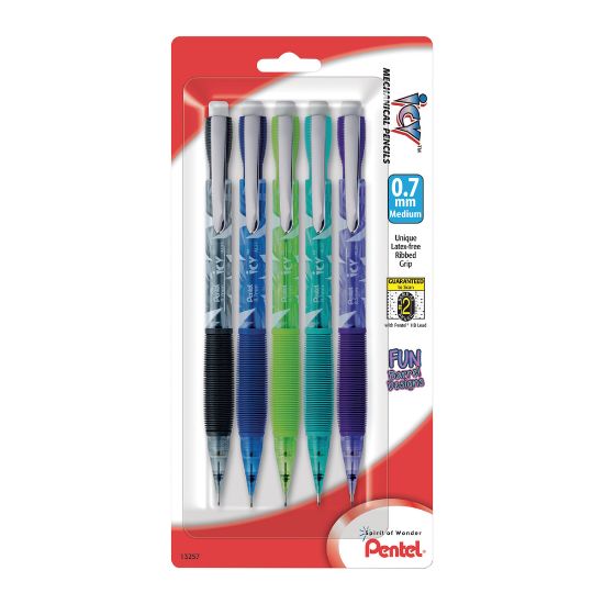 Picture of Pentel Razzle Dazzle Icy Mechanical Pencil, 0.7mm, Assorted Barrel Colors, Pack Of 5