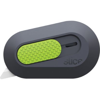 Picture of Slice Retract Mini Cutter - Ceramic Blade - Built-in Magnet, Retractable, Non-sparking, Non-conductive, Rubberized Slider Button, Rust-free - Gray, Green - 2.4in Length - 1 Each)