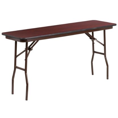 Picture of Flash Furniture High-Pressure Laminate Folding Training Table, 30inH x 18inW x 60inD, Mahogany