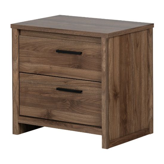 Picture of South Shore Tao 2-Drawer Nightstand, 22-1/2inH x 23-3/4inW x 17inD, Natural Walnut