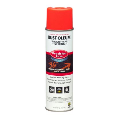 Picture of Rust-Oleum Industrial Choice M1800 System Water-Based Precision Line Inverted Marking Paint, 17 Oz, Fluorescent Red-Orange, Pack Of 12 Cans