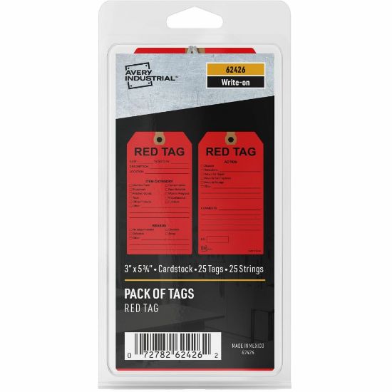 Picture of Avery Preprinted RED TAG 5S Hang Tags - 5.75in Length x 3in Width - 25 / Pack - Card Stock - Red