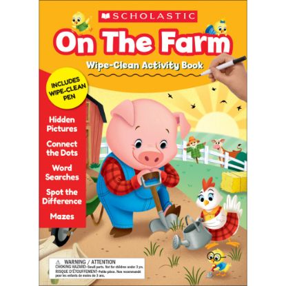 Picture of Scholastic On the Farm Wipe-Clean Activity Book, Preschool - Grade 1