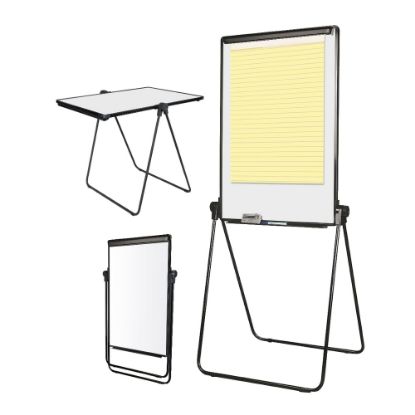 Picture of Office Depot Brand Convertible Table/Footbar Non-Magnetic Dry-Erase Whiteboard Presentation Easel, 67in x 30-1/2in, Metal Frame With Black Finish