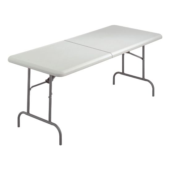 Picture of Iceberg IndestrucTable TOO Bifold Table - Rectangle Top - Adjustable Height - 96in Table Top Length x 30in Table Top Width x 2in Table Top Thickness - 29in Height - Platinum, Powder Coated - Tubular Steel - High-density Polyethylene (HDPE) Top Material