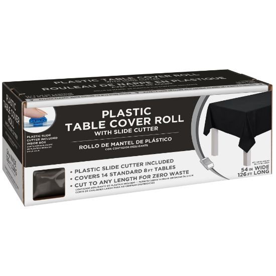 Picture of Amscan Boxed Plastic Table Roll, Jet Black, 54in x 126'