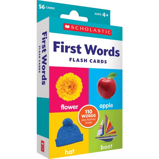 Picture of Scholastic First Words Flash Cards, 6-1/4inH x 3-5/16inW, Pre-K, Pack Of 56 Cards