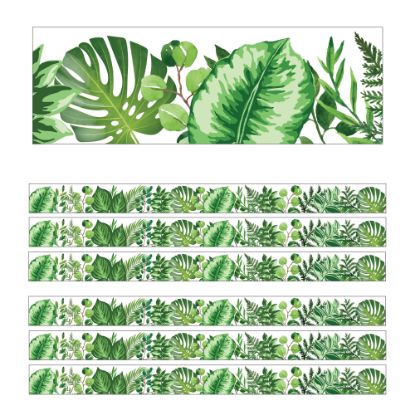 Picture of Carson Dellosa Education Straight Borders, Schoolgirl Style Simply Boho Greenery, 36ft Per Pack, Set Of 6 Packs