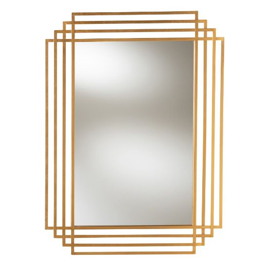 Picture of Baxton Studio Art Deco Rectangular Wall Mirror With Metal Frame, 44in x 32in, Antique Gold