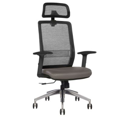 Picture of Sinfonia Sing Ergonomic Mesh/Fabric High-Back Task Chair With Antimicrobial Protection, Adjustable Height Arms, Headrest, Black/Gray/Black