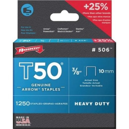 Picture of Arrow T50 Type Staples, 3/8in x 3/8in, Silver, Pack Of 1,250 Staples