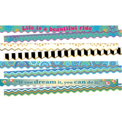 Picture of Barker Creek Double-Sided Scalloped-Edge Border Strips, 2 1/4in x 36in, Trending Designs, 13 Strips Per Pack, Set Of 4 Packs