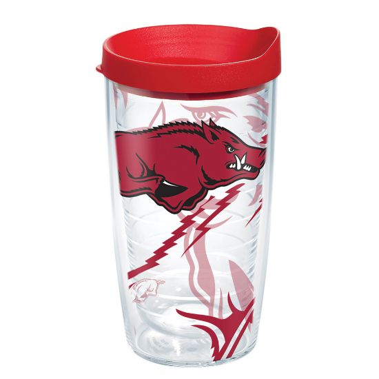 Picture of Tervis Genuine NCAA Tumbler With Lid, Arkansas Razorbacks, 16 Oz, Clear