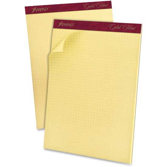 Picture of Ampad Mediumweight Quadrille Pad, 8 1/2in x 11in, Quadrille Ruled, 50 Sheets, Canary Yellow