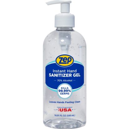 Picture of Zep Hand Sanitizer Gel - Clean Scent - 16.9 fl oz (500 mL) - Pump Bottle Dispenser - Kill Germs - Hand - Clear - Residue-free - 1 Each