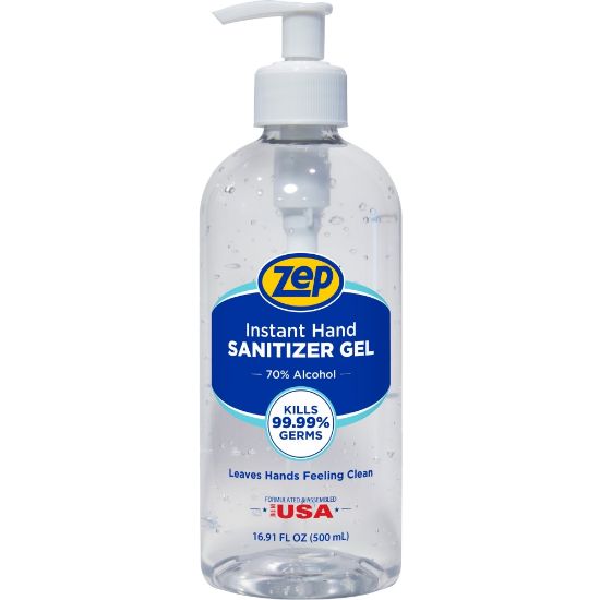 Picture of Zep Hand Sanitizer Gel - Clean Scent - 16.9 fl oz (500 mL) - Pump Bottle Dispenser - Kill Germs - Hand - Clear - Residue-free - 1 Each