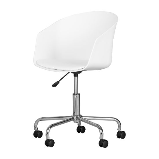 Picture of South Shore Flam Plastic Mid-Back Swivel Chair, White/Chrome