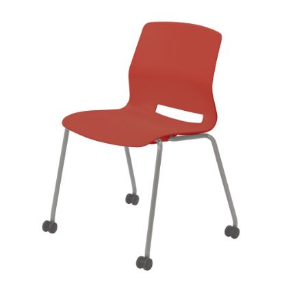 Picture of KFI Studios Imme Stack Chair With Caster Base, Coral/Silver