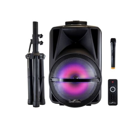 Picture of BeFree Sound Bluetooth Rechargeable Portable Wireless PA Party Speaker With Colored LED Lights, Black