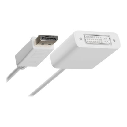 Picture of Unirise DisplayPort Male to DVI-I Dual Link (24+5) Female Adapter - DisplayPort/DVI-I Video Cable for Video Device, Computer - First End: 1 x DisplayPort Male Digital Video - Second End: 1 x DVI-I (Dual-Link) Female Video - White