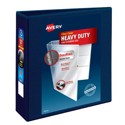 Picture of Avery Heavy-Duty View 3 Ring Binder, 3in One Touch EZD Rings, Navy Blue, 1 Binder