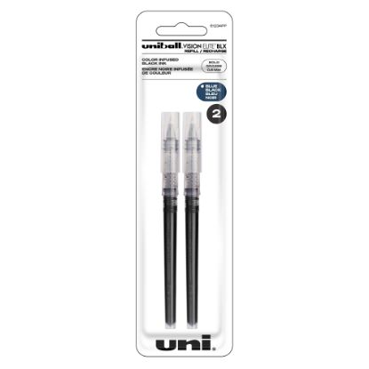 Picture of uni-ball Vision Elite Liquid Rollerball Pen Refills, Bold Point, 0.8 mm, Blue/Black Ink, Pack Of 2