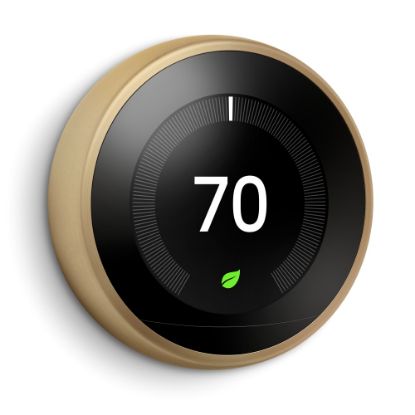 Picture of Google Nest Programmable Learning Thermostat With Temperature Sensor, 3rd Generation, Brass