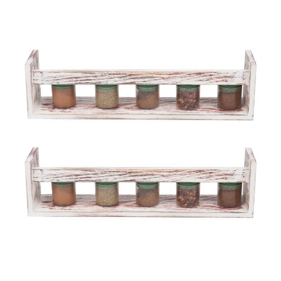 Picture of Mind Reader Floating Spice Shelves, 4-1/16inH x 3-3/8inW x 15-9/16inD, Brown, Set Of 2 Shelves