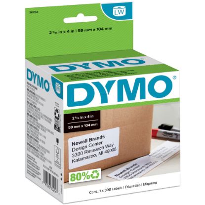 Picture of DYMO White LabelWriter Shipping Labels, 30256, 2 5/16in x 4in,Roll Of 300