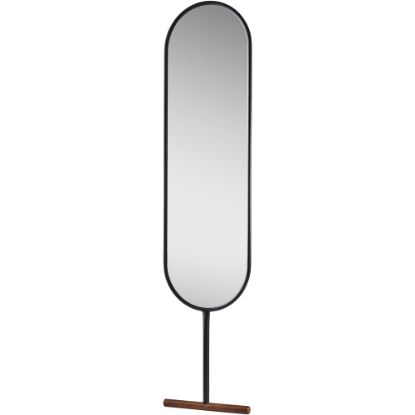 Picture of Adesso Willy Oval Leaning Mirror, 65-1/8inH x 15inW x 1-1/4inD, Black/Walnut