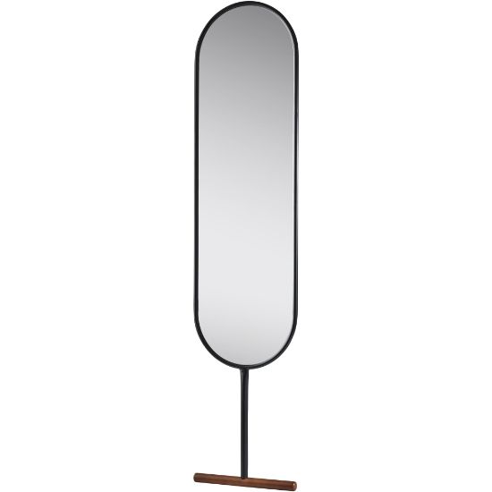 Picture of Adesso Willy Oval Leaning Mirror, 65-1/8inH x 15inW x 1-1/4inD, Black/Walnut