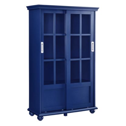 Picture of Ameriwood Home Aaron Lane 51inH 4-Shelf Bookcase With Sliding Glass Doors, Blue