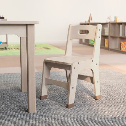 Picture of Flash Furniture Bright Beginnings Commercial-Grade Wooden Classroom Chairs With Non-Slip Foot Caps And Carry Handle, 20-3/4inH, Beech, Set Of 2 Chairs