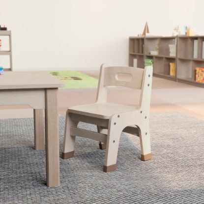 Picture of Flash Furniture Bright Beginnings Commercial-Grade Wooden Classroom Chairs With Non-Slip Foot Caps And Carry Handle, 16-1/4inH, Beech, Set Of 2 Chairs