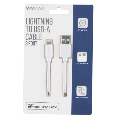 Picture of Vivitar Lightning To USB-A Cable, 3ft, White, NIL1003