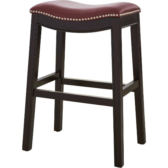 Picture of New Ridge Home Goods Julian Faux Leather Counter Stool, Red/Espresso