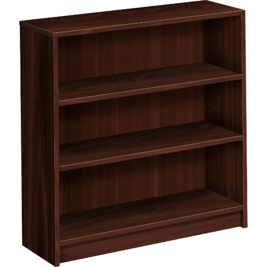 Picture of HON 1870-Series Laminate Modular Shelving Bookcase, 3 Shelves (2 Adjustable), 36inH x 36inW x 11-1/2inD, Mahogany