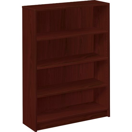 Picture of HON 1870-Series Laminate Modular Shelving Bookcase, 4 Shelves (3 Adjustable), 49inH x 36inW x 11-1/2inD, Mahogany