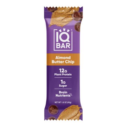 Picture of IQ BAR Brain Fuel Protein Bars, Almond Butter Chip, 1.6 Oz, Box Of 24 Bars